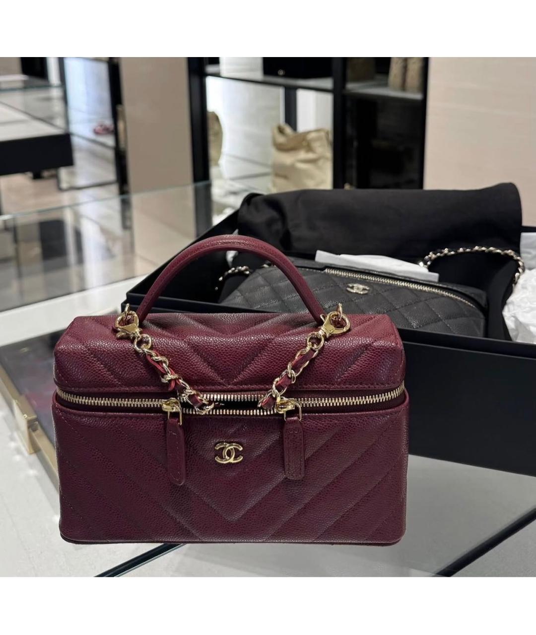 CHANEL Бордовая кожаная сумка через плечо, фото 2