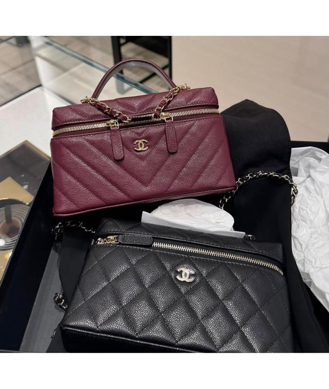 CHANEL Бордовая кожаная сумка через плечо, фото 3