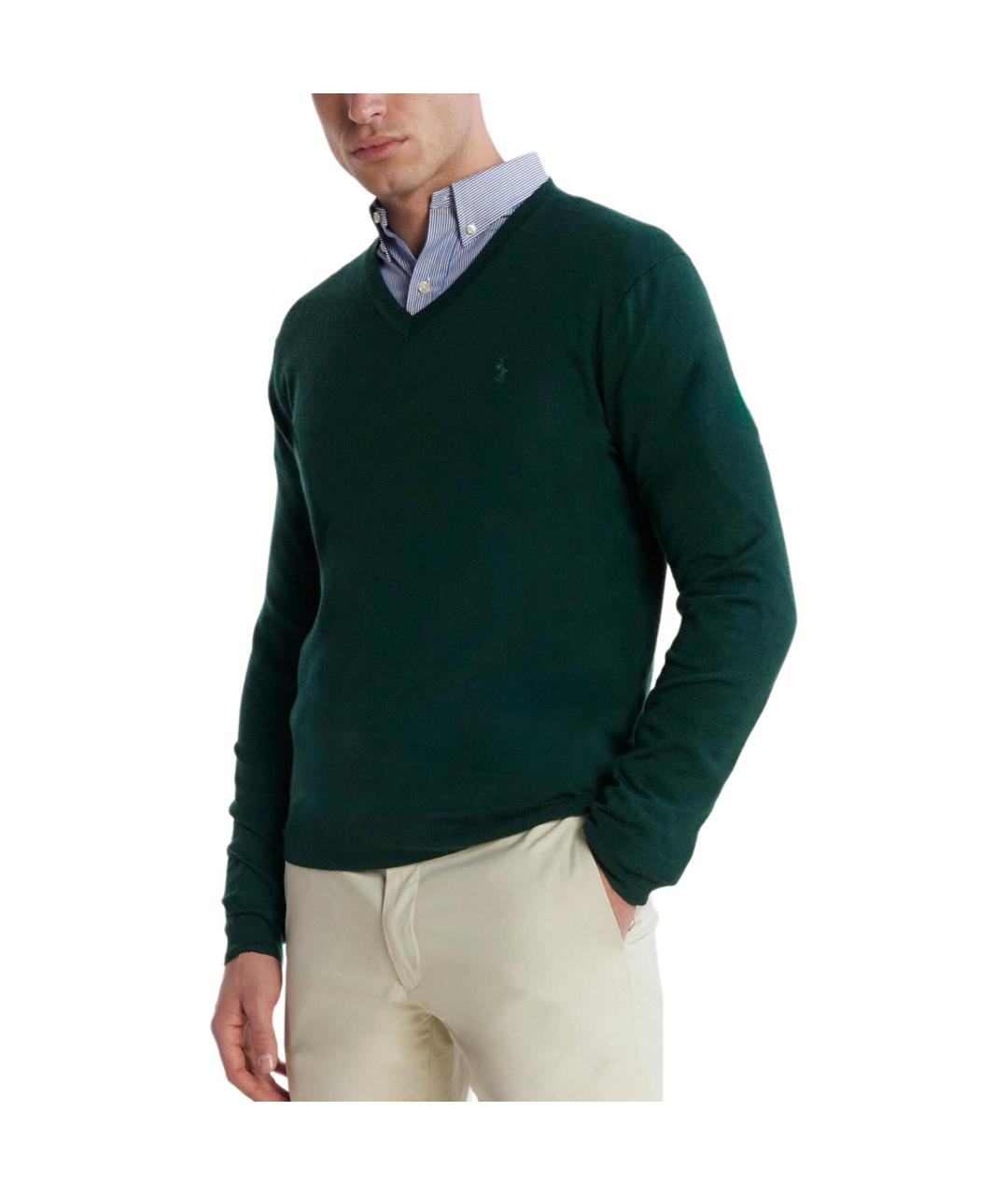 POLO RALPH LAUREN Зеленый шерстяной джемпер / свитер, фото 5