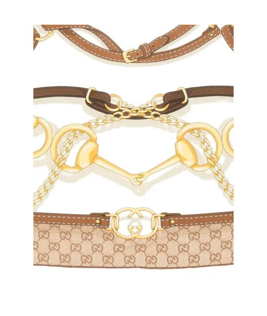 GUCCI Бежевый шелковый платок, фото 3