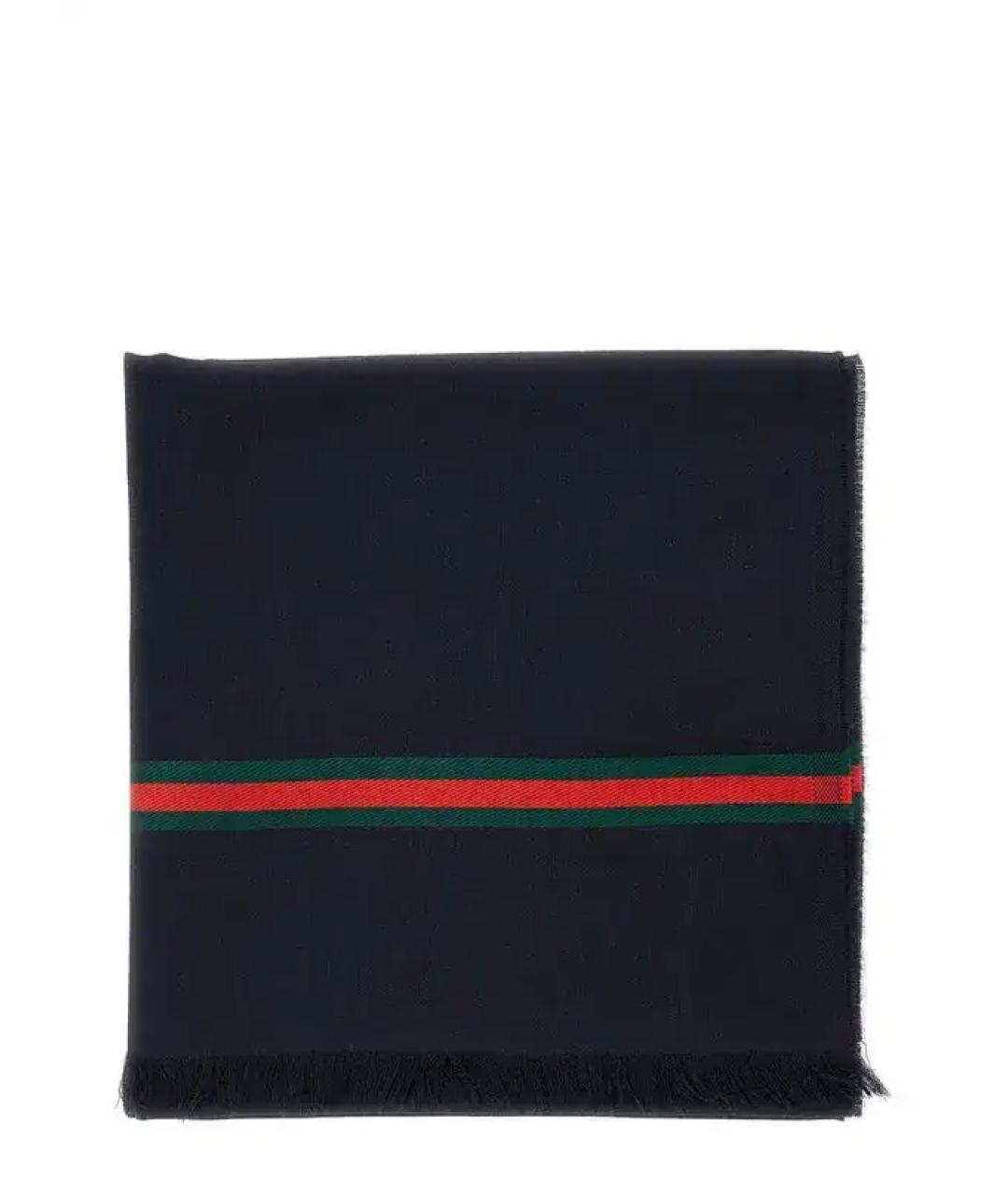 GUCCI Темно-синий шерстяной шарф, фото 1