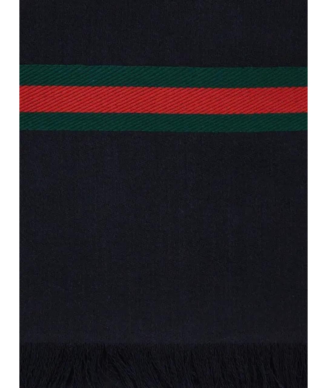 GUCCI Темно-синий шерстяной шарф, фото 3