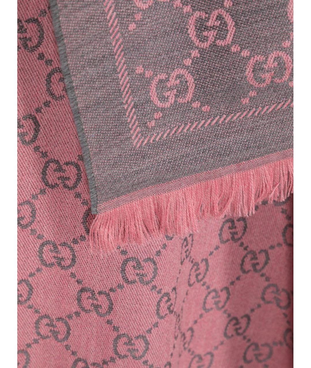 GUCCI Розовый шерстяной шарф, фото 2