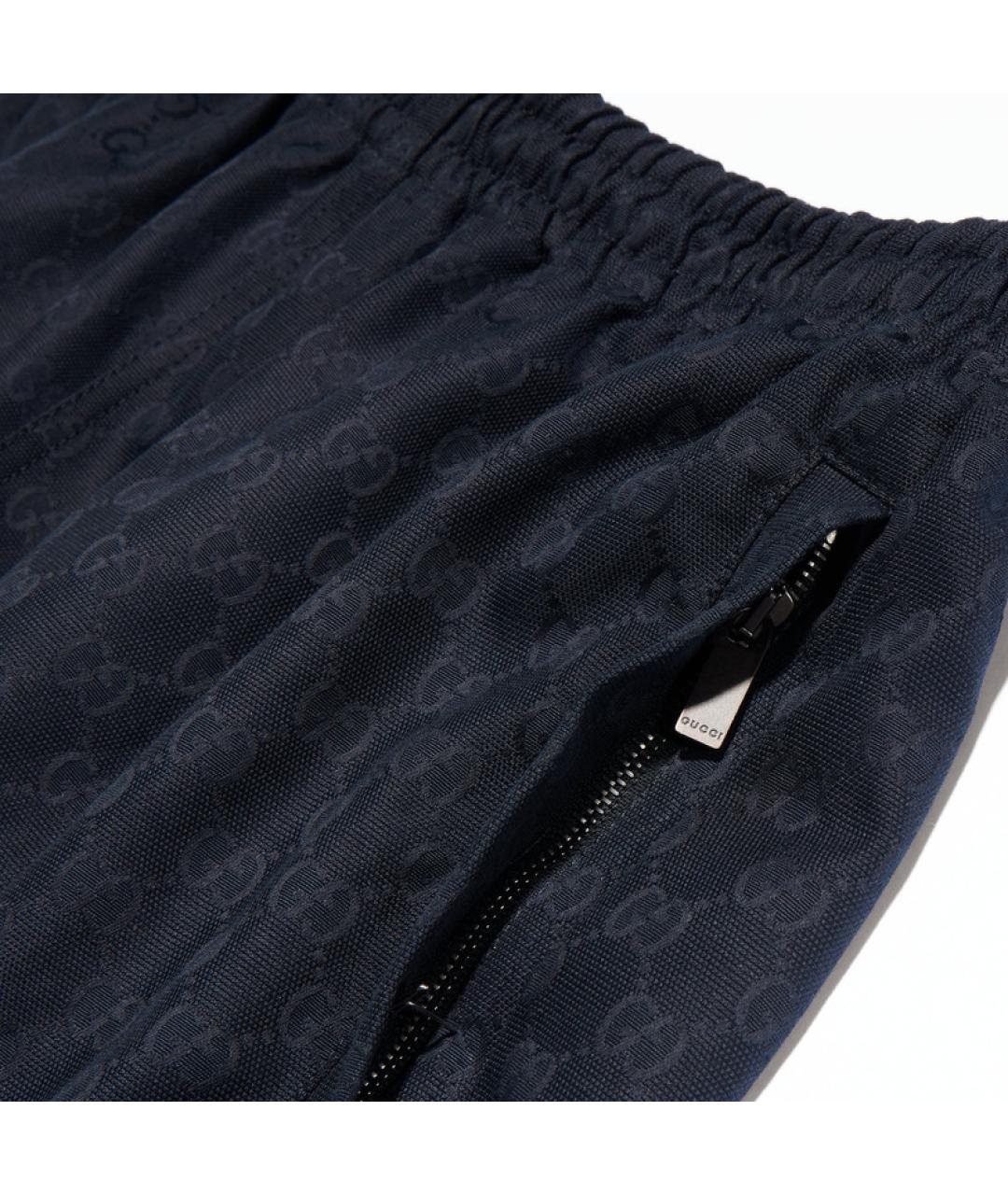 GUCCI Синие хлопковые повседневные брюки, фото 1