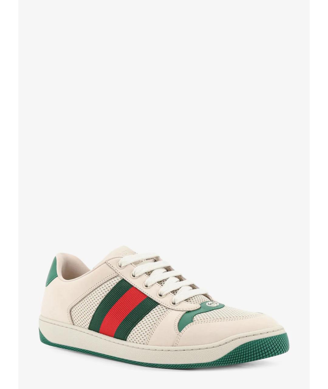 GUCCI Белые текстильные низкие кроссовки / кеды, фото 1