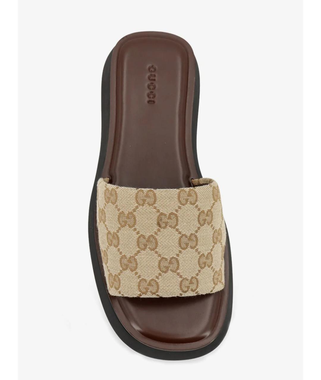 GUCCI Бежевые синтетические шлепанцы, фото 2