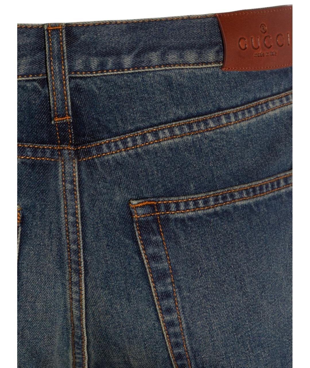 GUCCI Синие хлопковые прямые джинсы, фото 4