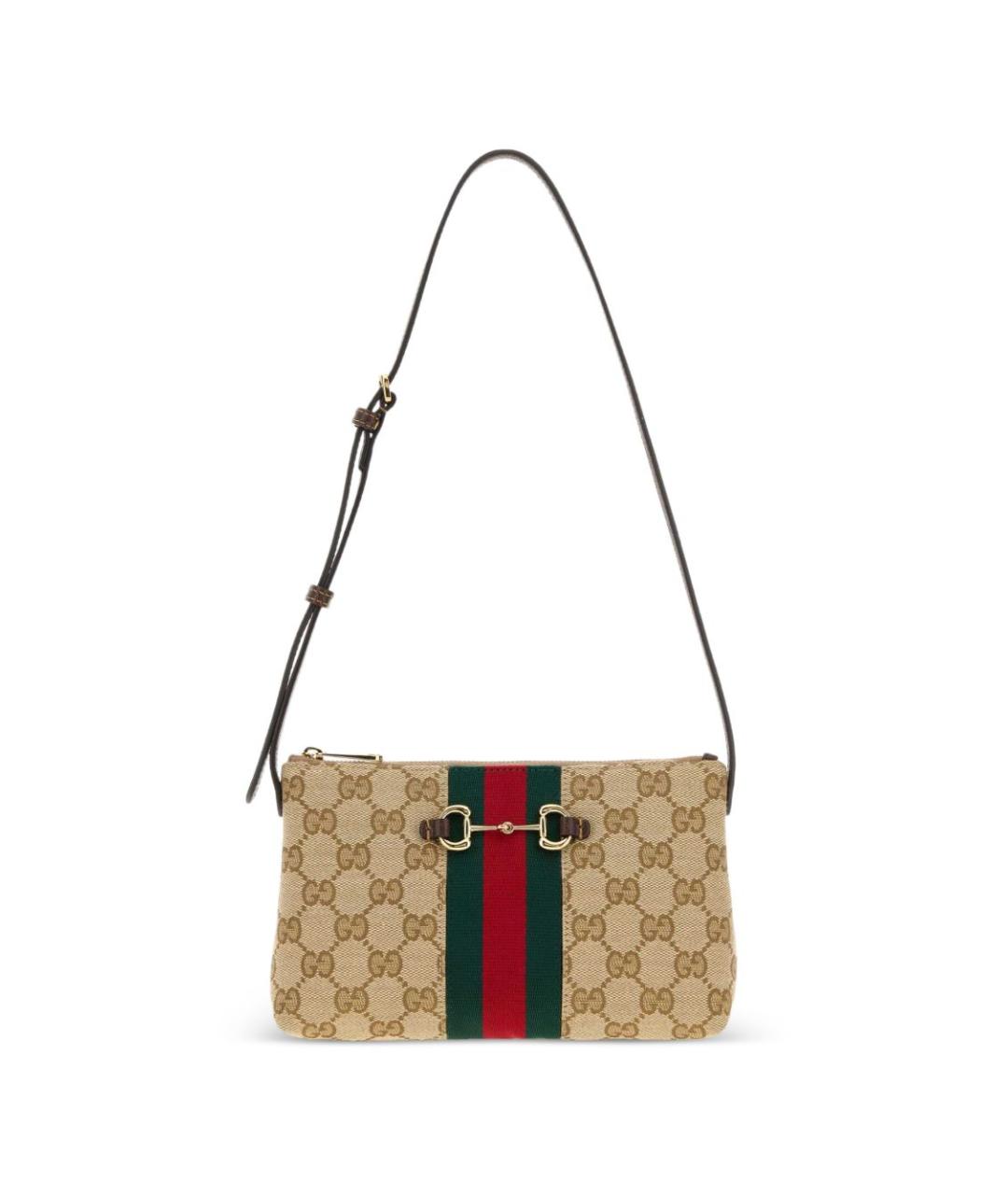 GUCCI Бежевая сумка через плечо из канвы, фото 1