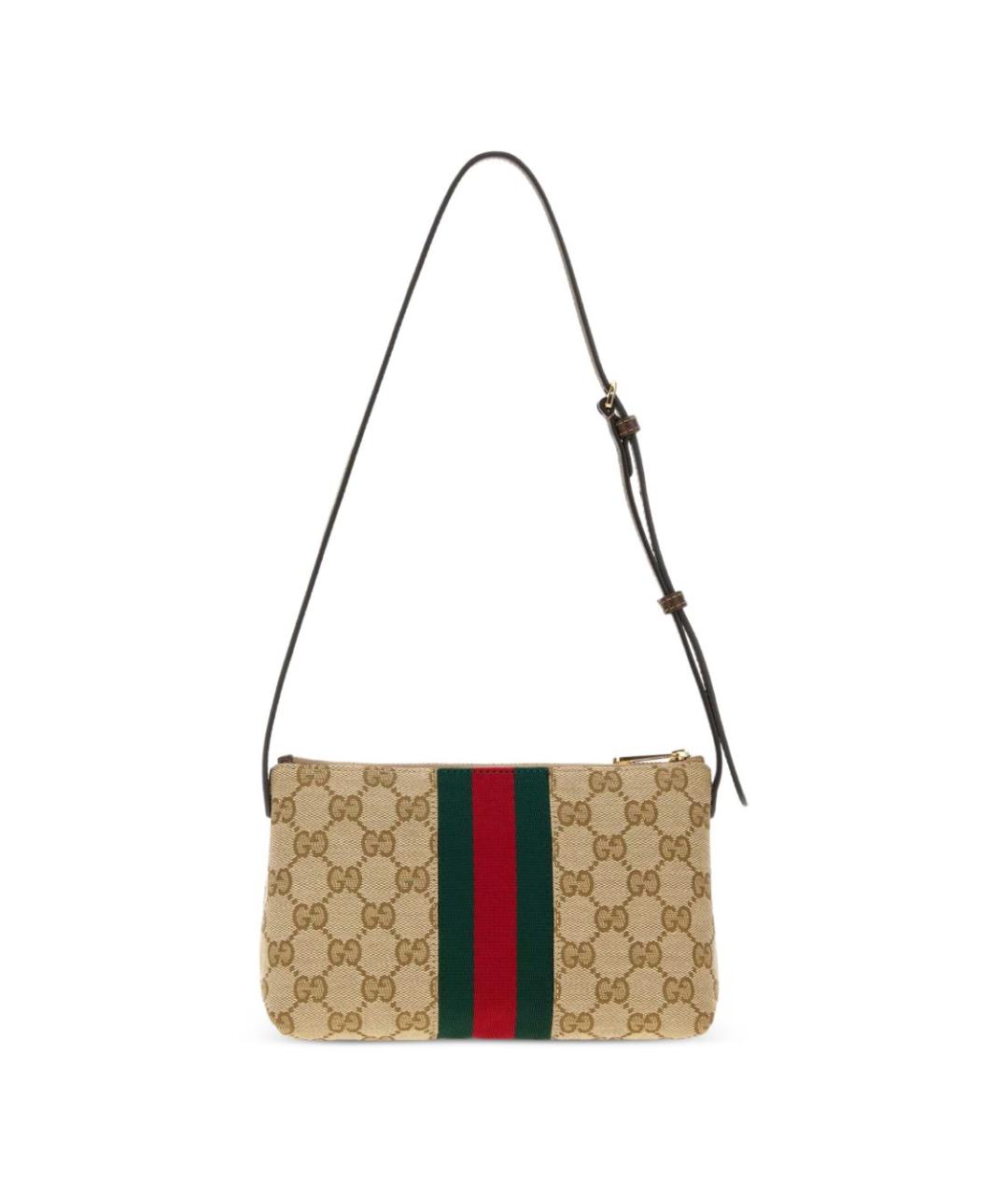 GUCCI Бежевая сумка через плечо из канвы, фото 2