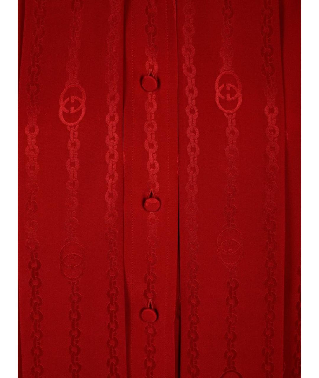 GUCCI Красная шелковая блузы, фото 2