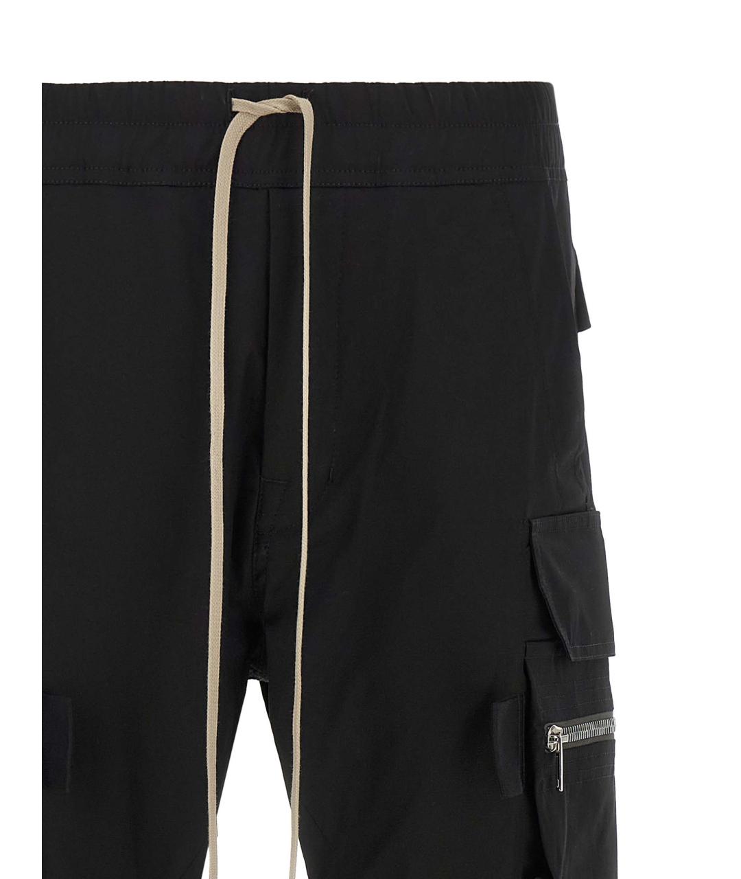 RICK OWENS Черные хлопковые повседневные брюки, фото 3