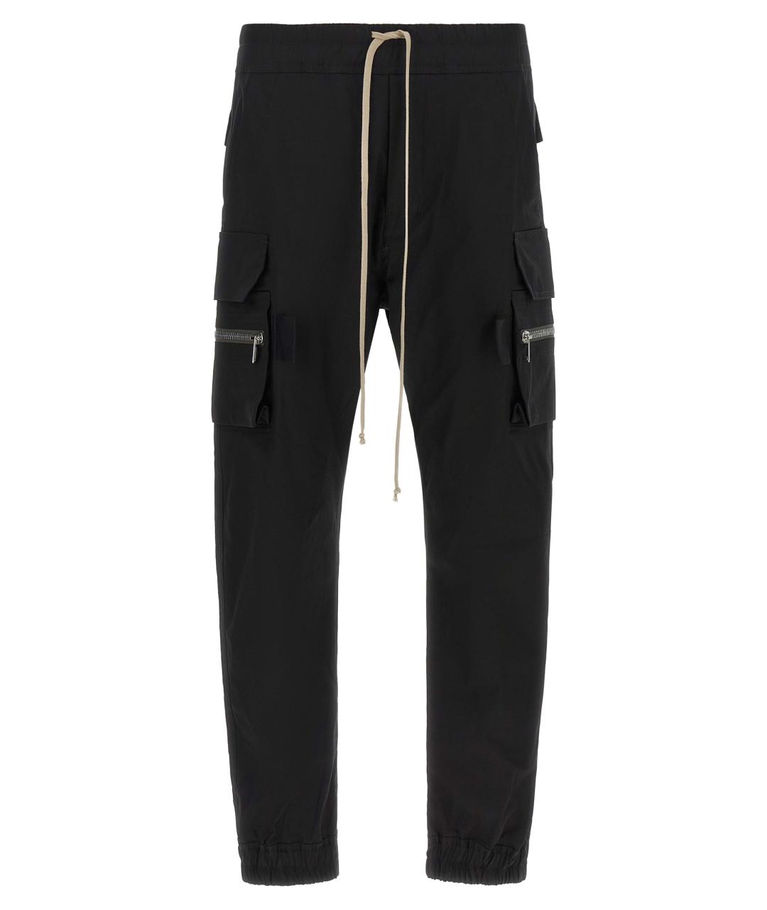 RICK OWENS Черные хлопковые повседневные брюки, фото 1