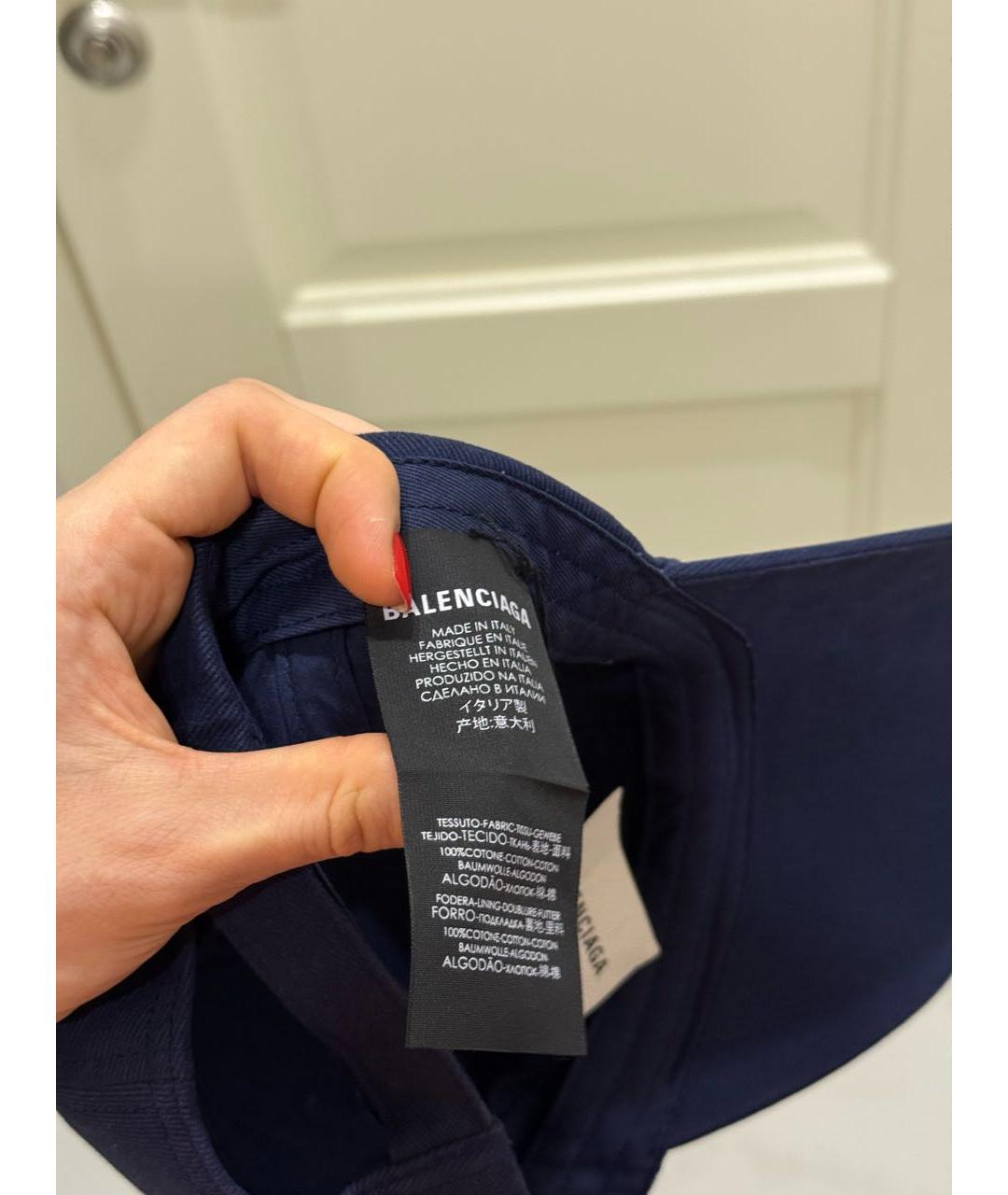 BALENCIAGA Темно-синяя хлопковая кепка, фото 5