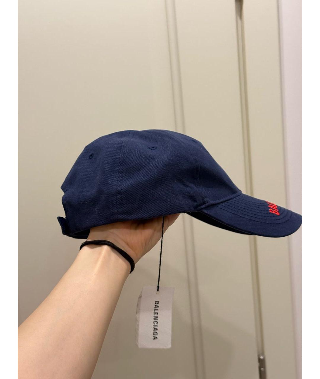 BALENCIAGA Темно-синяя хлопковая кепка, фото 3
