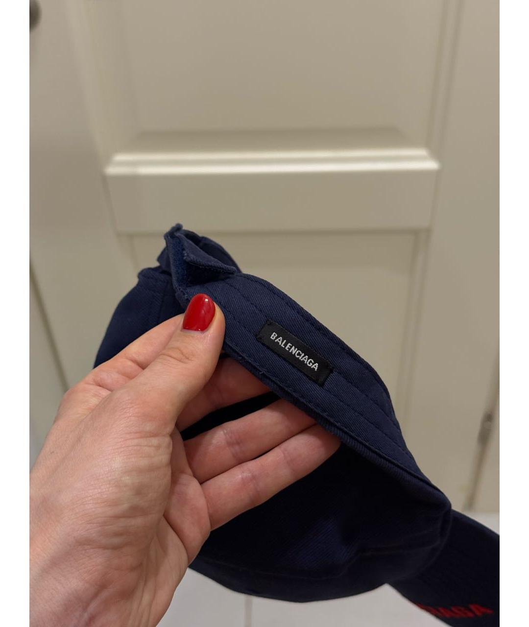 BALENCIAGA Темно-синяя хлопковая кепка, фото 7