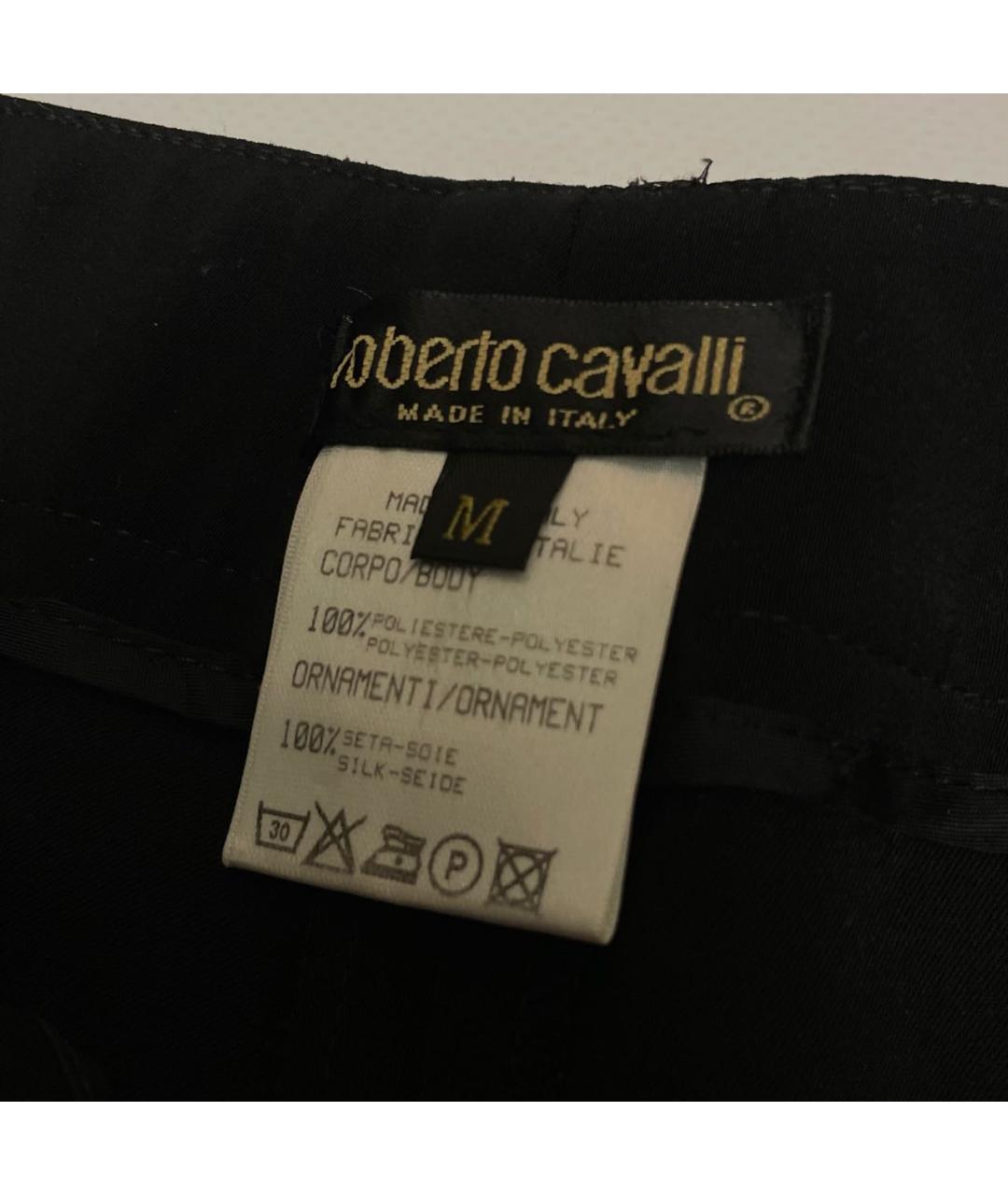 ROBERTO CAVALLI Черные полиэстеровые прямые брюки, фото 3