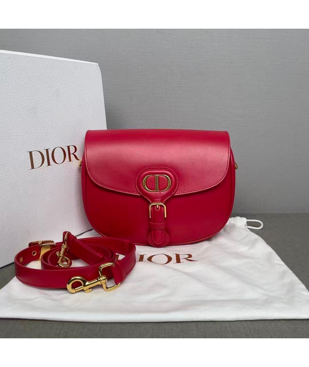 CHRISTIAN DIOR Красная кожаная сумка через плечо, фото 2