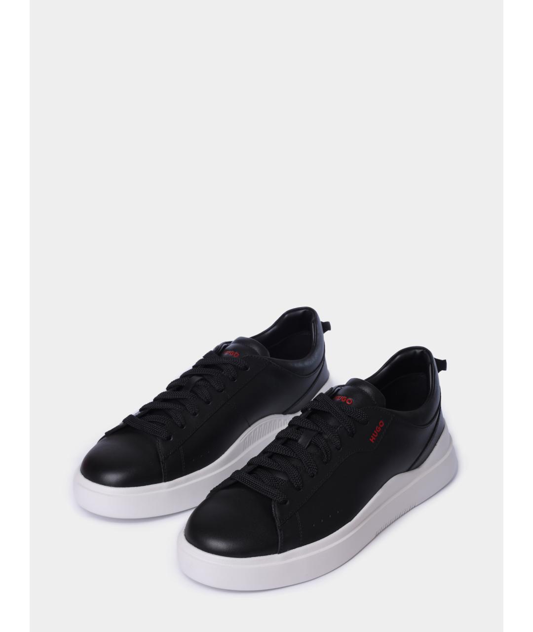 HUGO BOSS Черные кожаные низкие кроссовки / кеды, фото 2