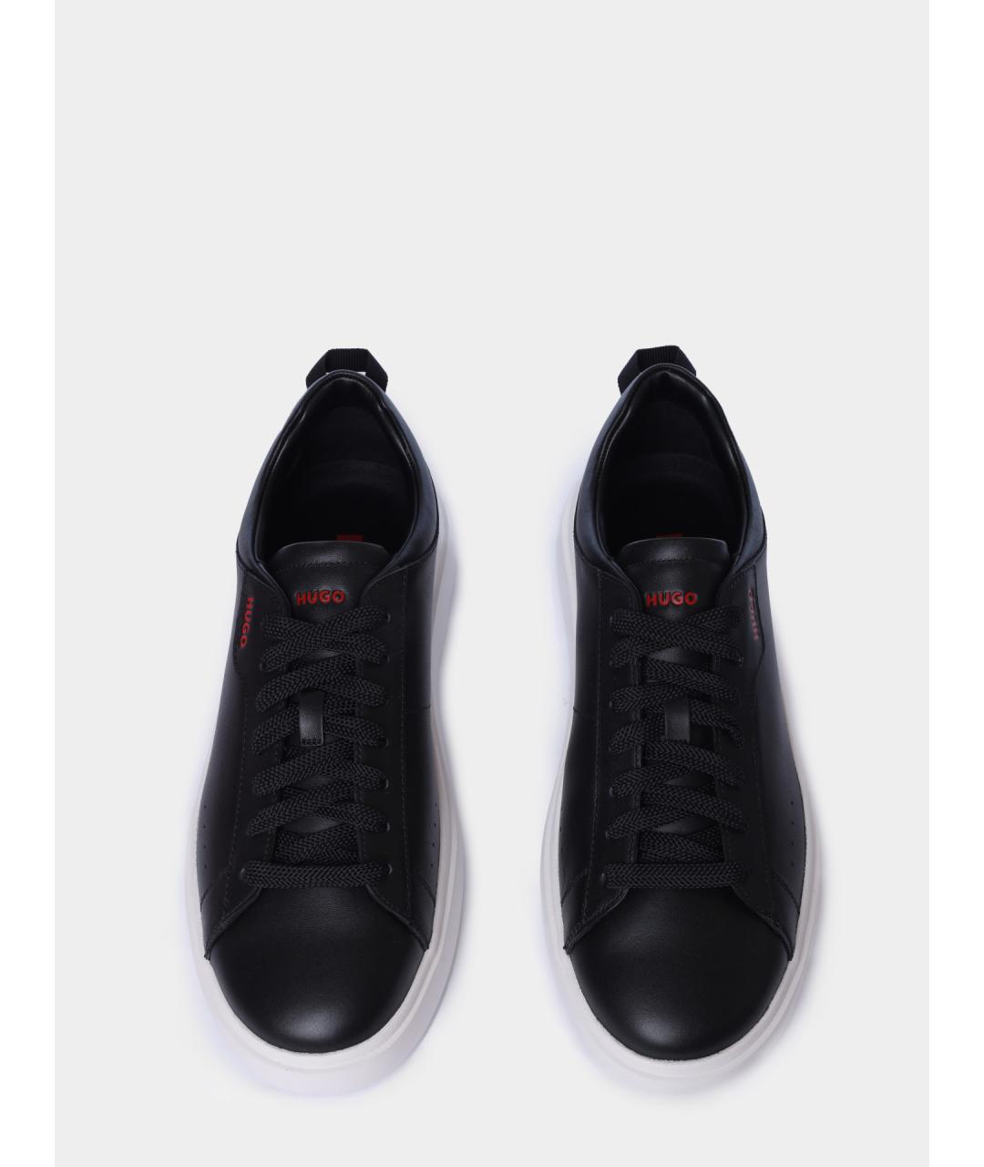 HUGO BOSS Черные кожаные низкие кроссовки / кеды, фото 4