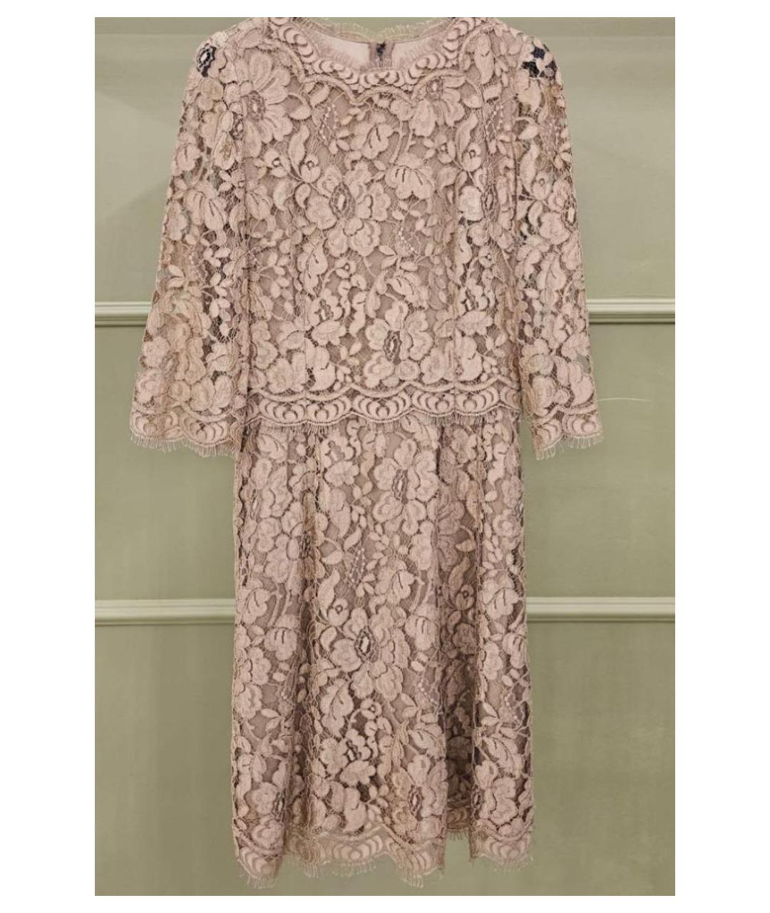 DOLCE&GABBANA Бежевое кружевное коктейльное платье, фото 10