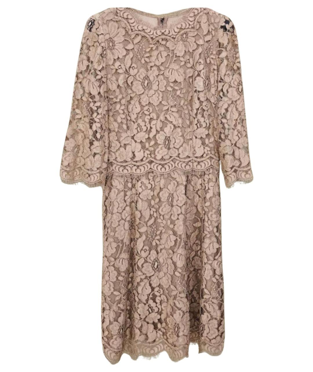 DOLCE&GABBANA Бежевое кружевное коктейльное платье, фото 1