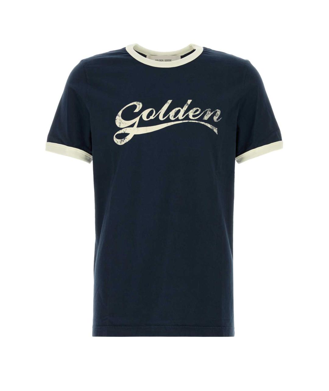 GOLDEN GOOSE Темно-синяя хлопковая футболка, фото 1