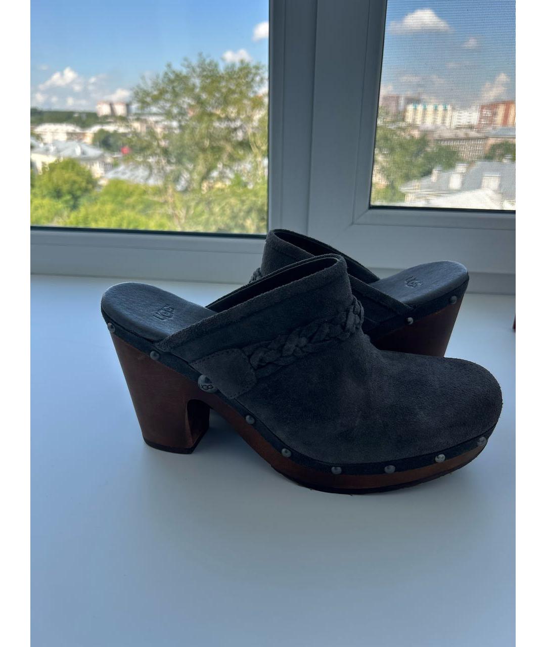 UGG Серые замшевые сабо, фото 5