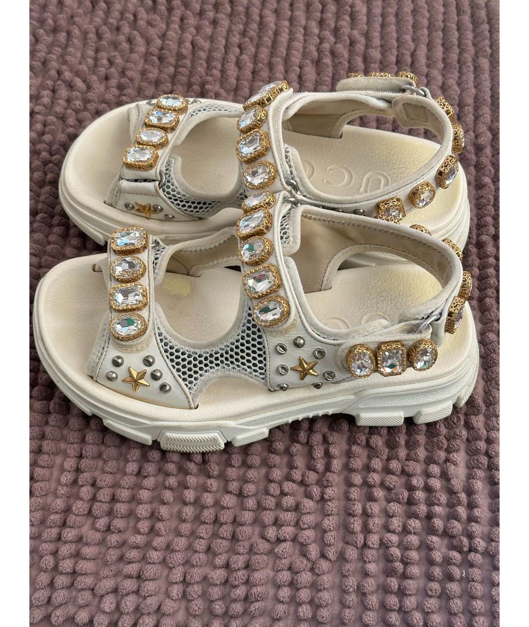 GUCCI Белые кожаные сандалии, фото 3