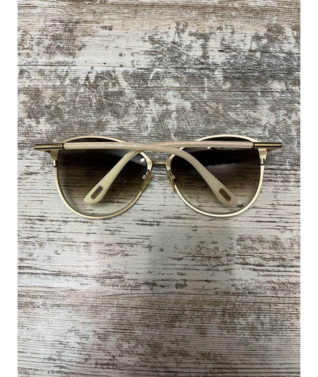 TOM FORD Белые металлические солнцезащитные очки, фото 8