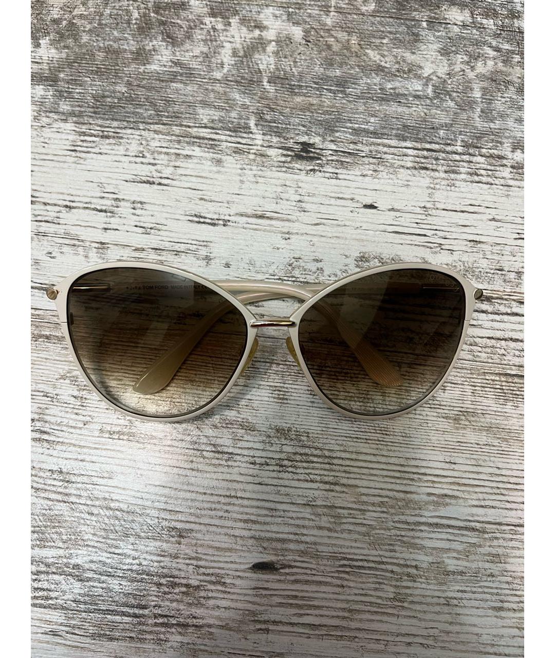 TOM FORD Белые металлические солнцезащитные очки, фото 9