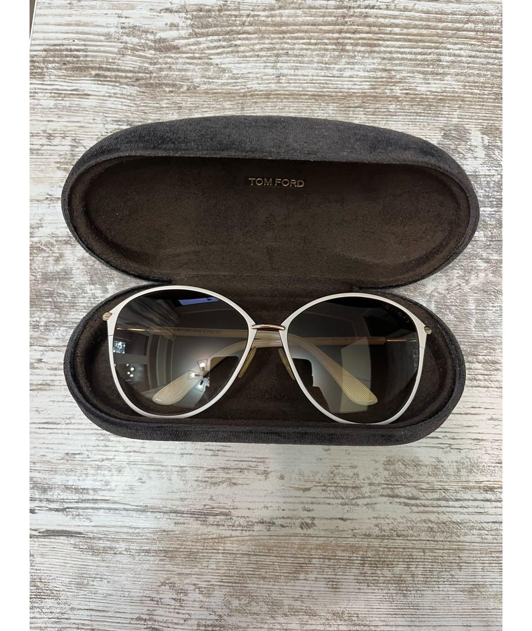 TOM FORD Белые металлические солнцезащитные очки, фото 7