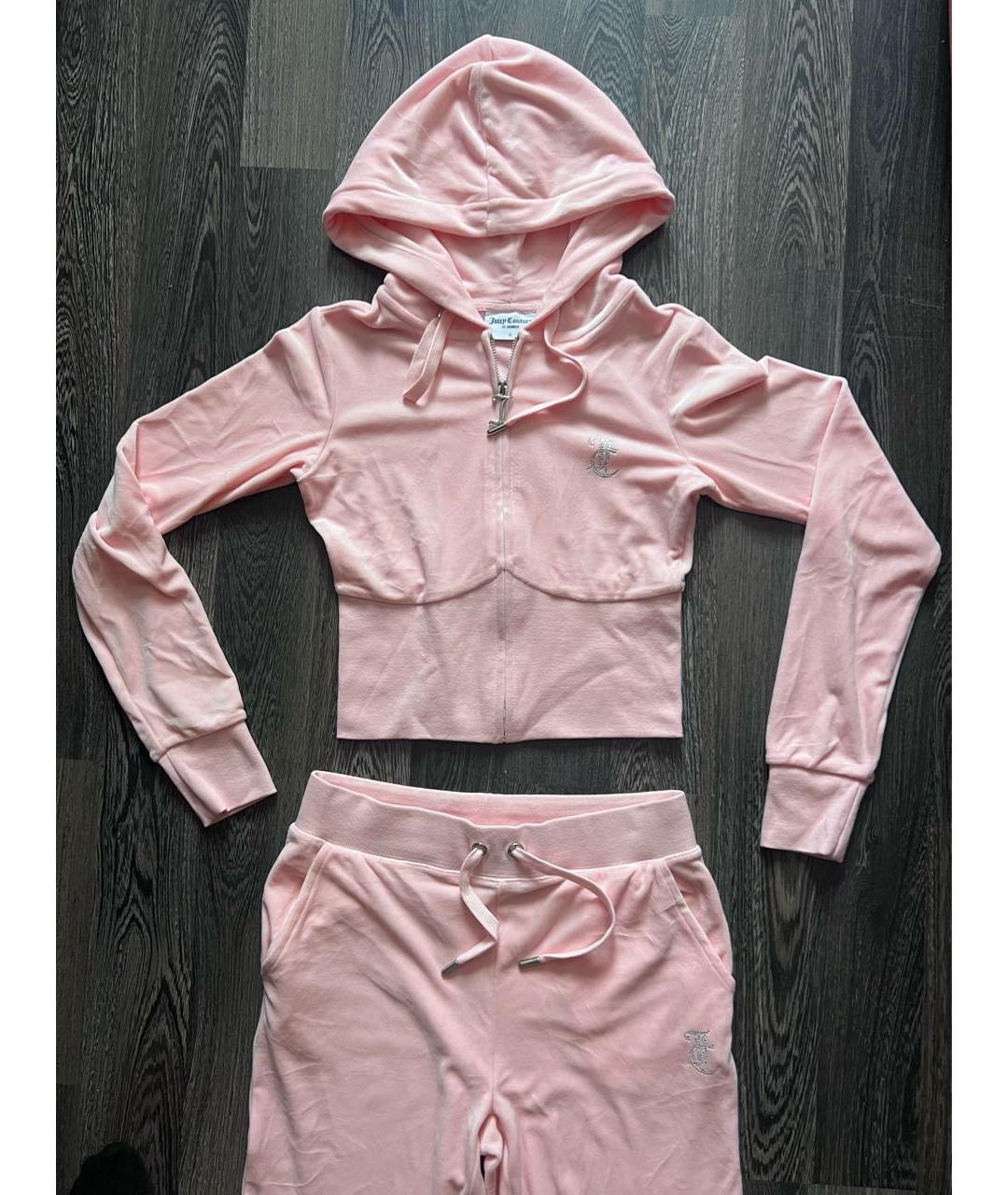 JUICY COUTURE Розовый велюровый костюм с брюками, фото 2