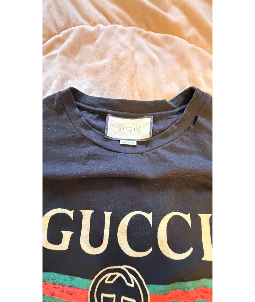 GUCCI Черная хлопковая футболка, фото 3