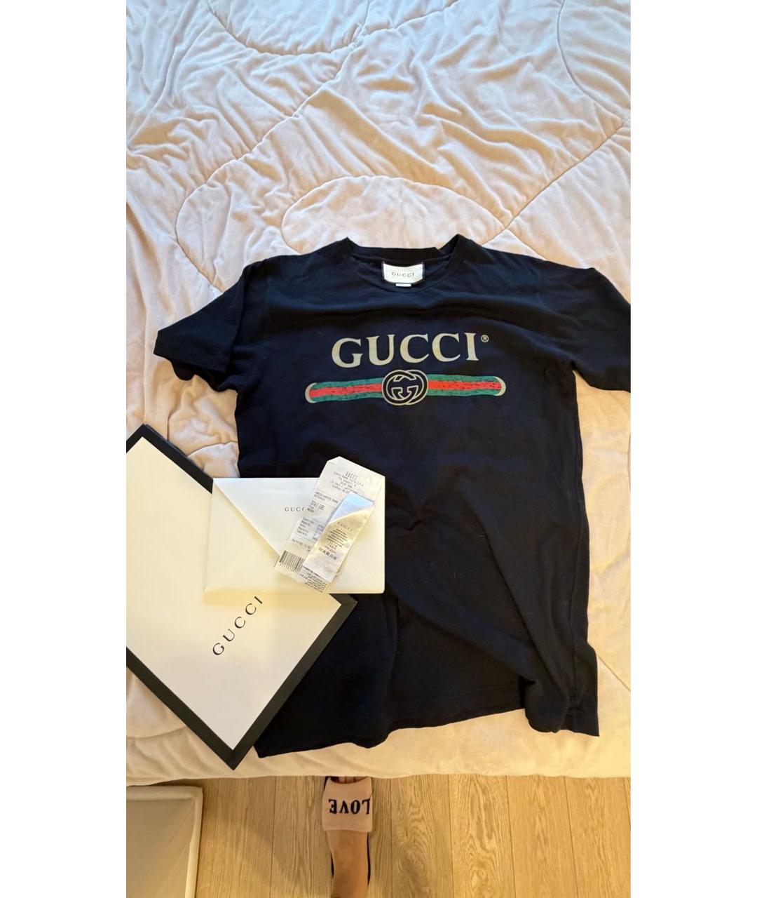 GUCCI Черная хлопковая футболка, фото 9