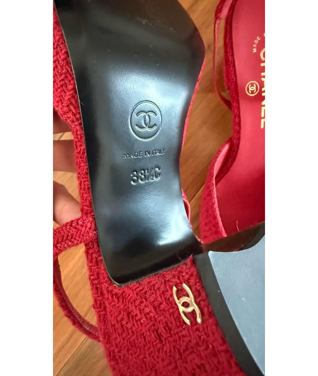 CHANEL Красные текстильные туфли, фото 5