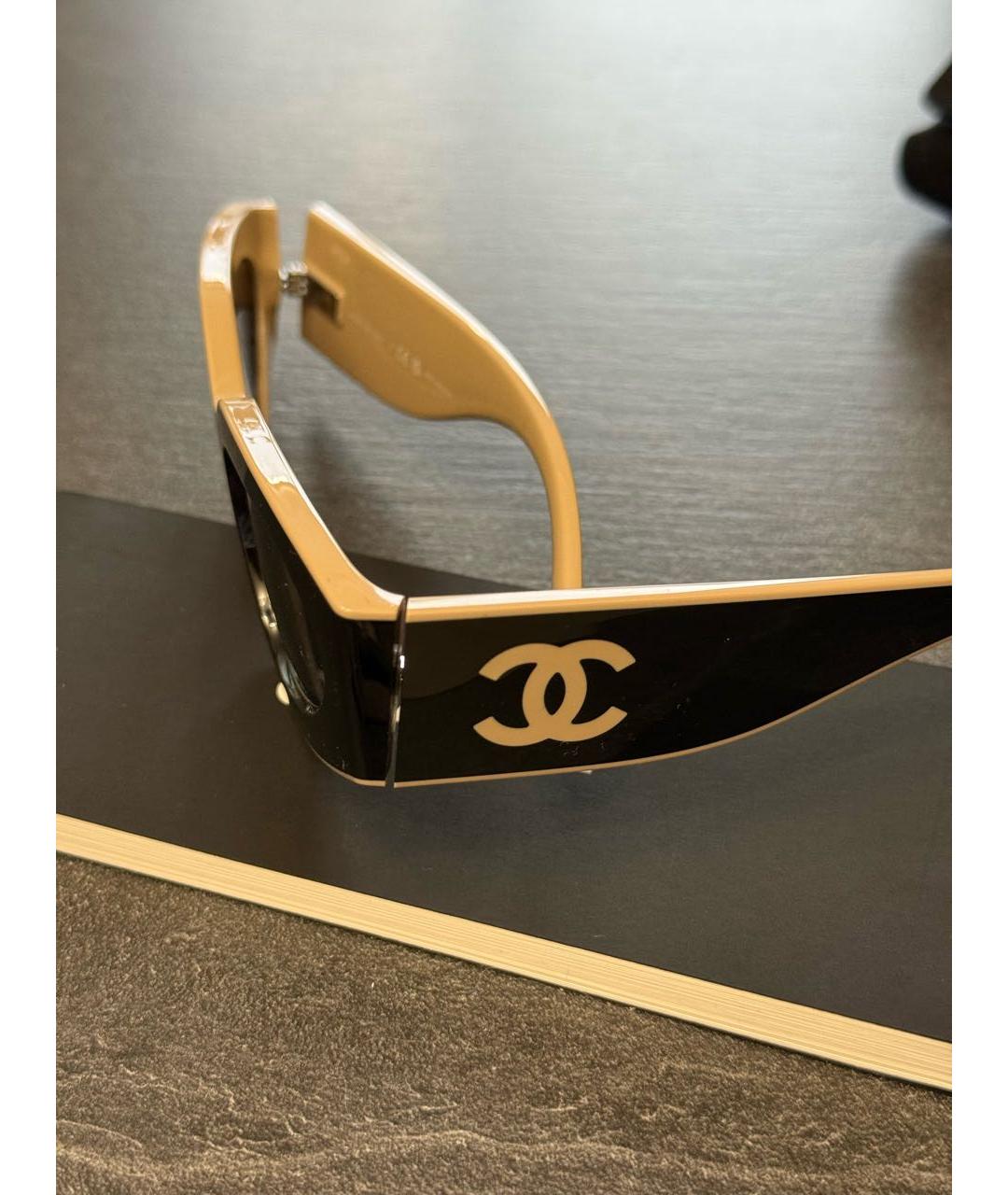 CHANEL Бежевые солнцезащитные очки из рога буйвола, фото 6