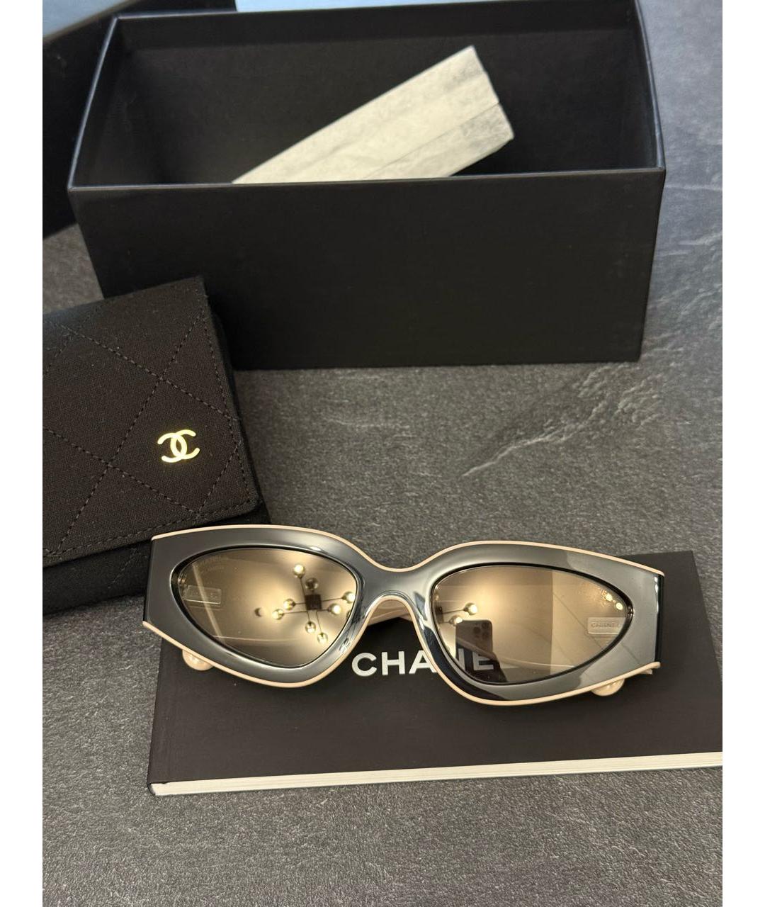 CHANEL Бежевые солнцезащитные очки из рога буйвола, фото 3