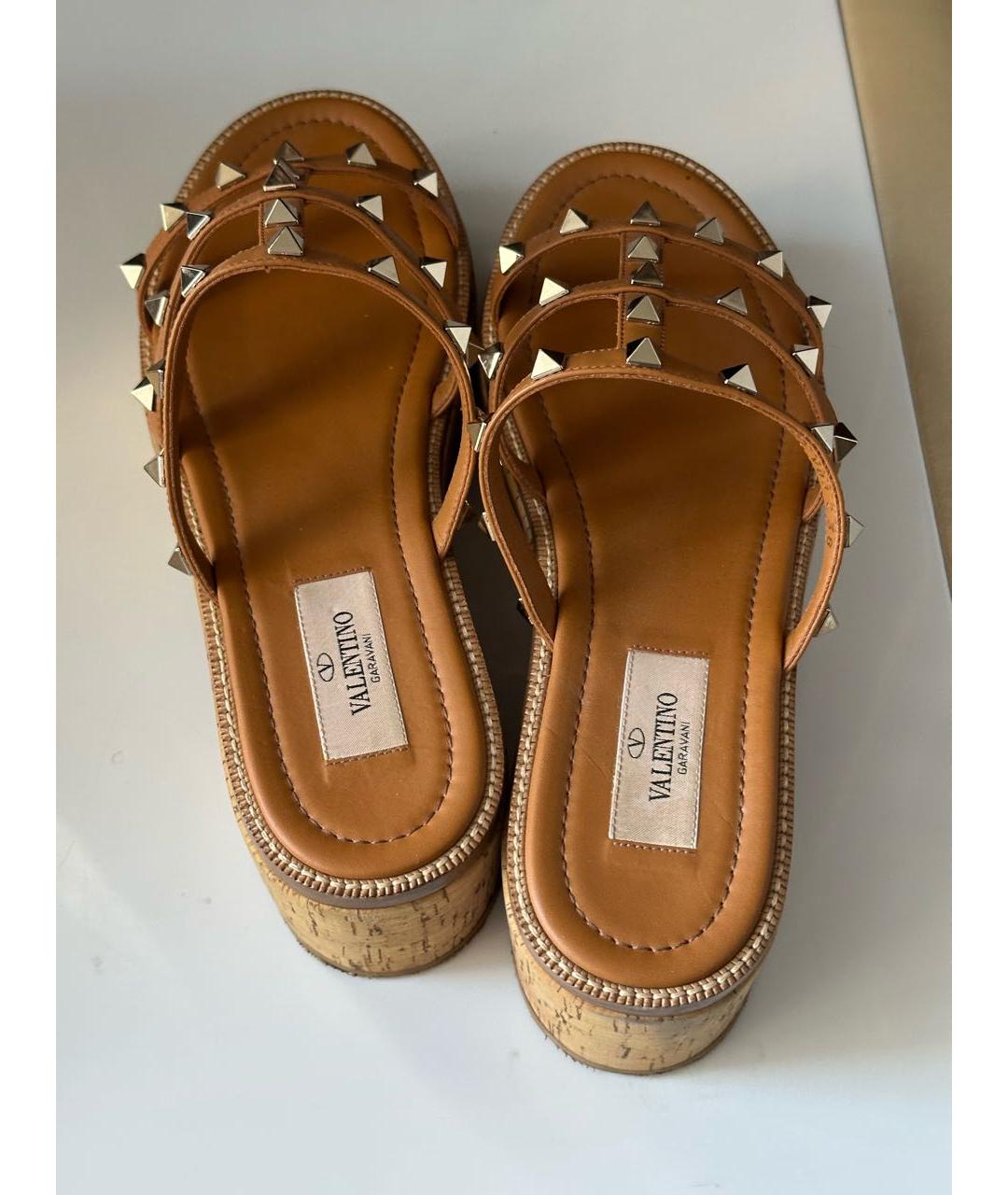 VALENTINO Коричневые кожаные сабо, фото 4