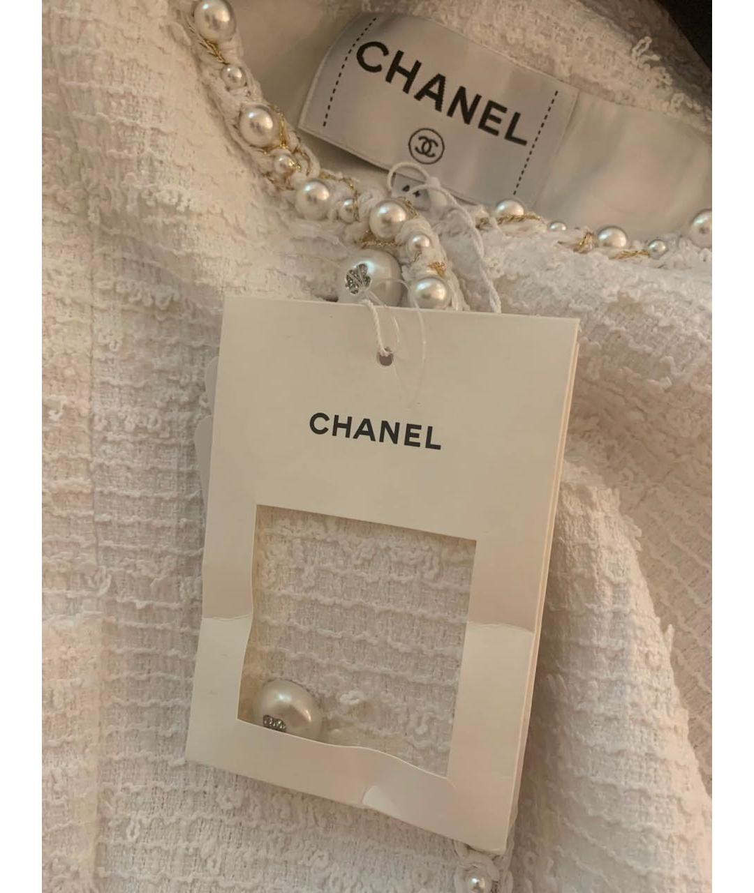 CHANEL Белый хлопковый жакет/пиджак, фото 4