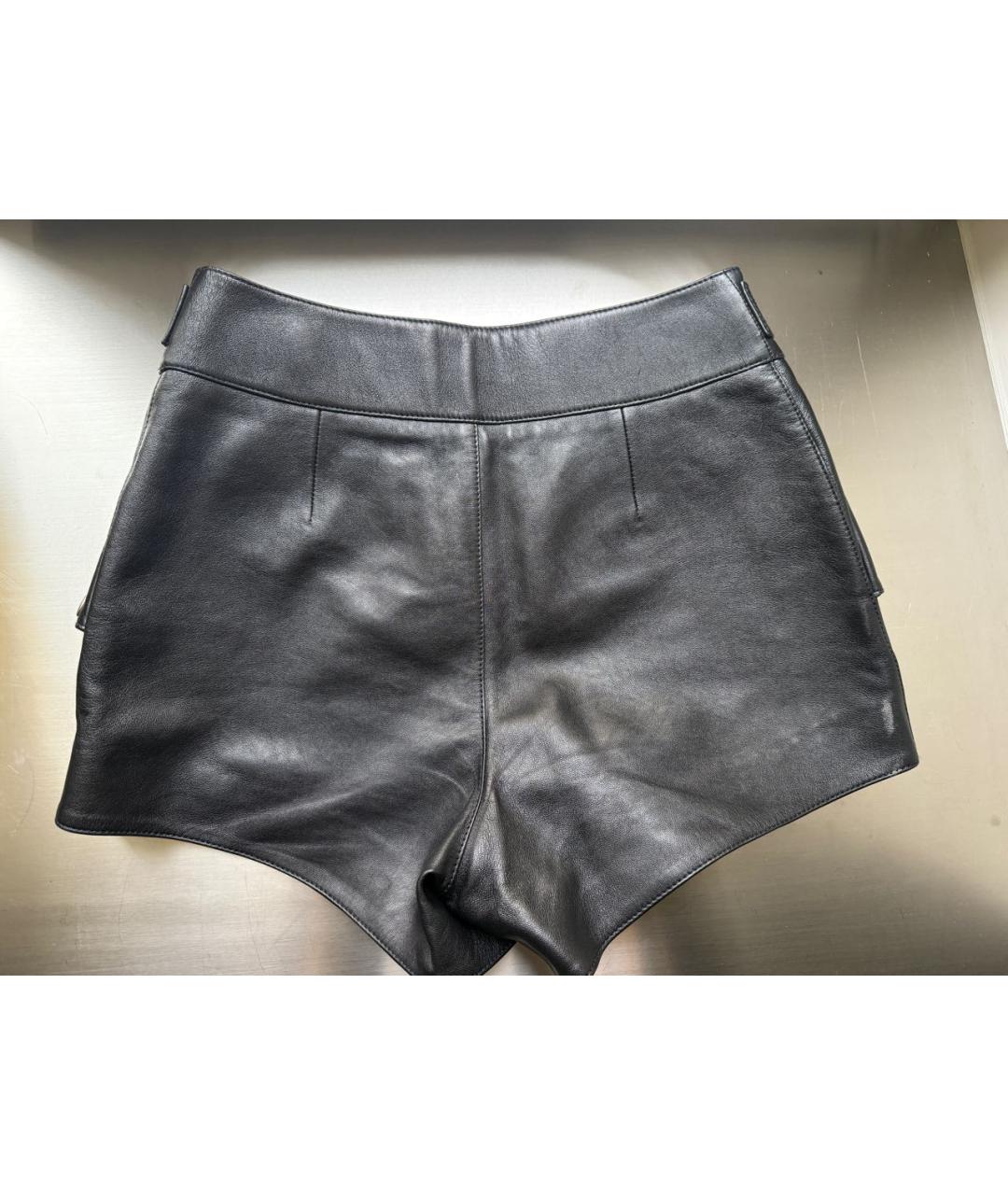 SAINT LAURENT Черные кожаные шорты, фото 2