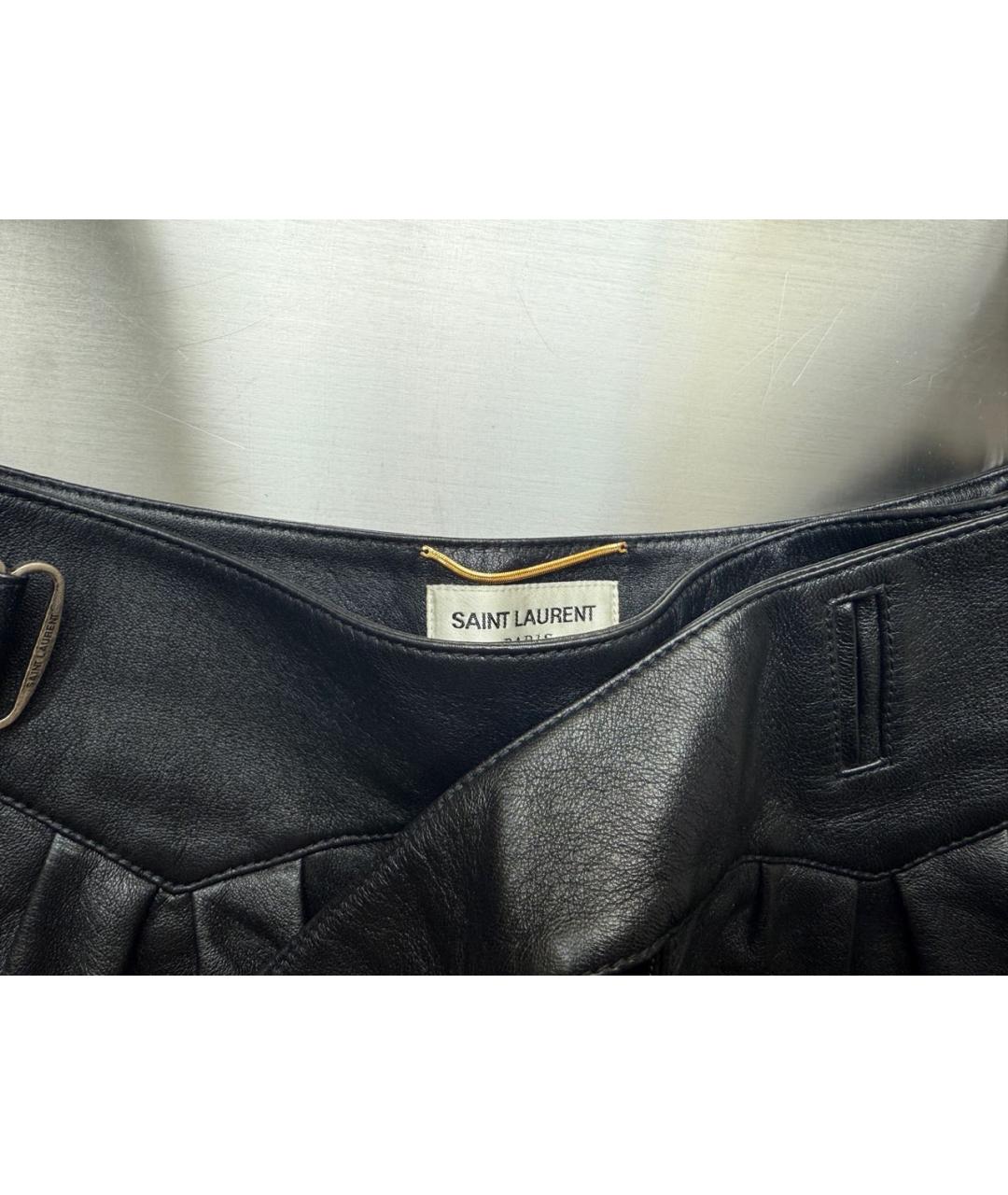 SAINT LAURENT Черные кожаные шорты, фото 3