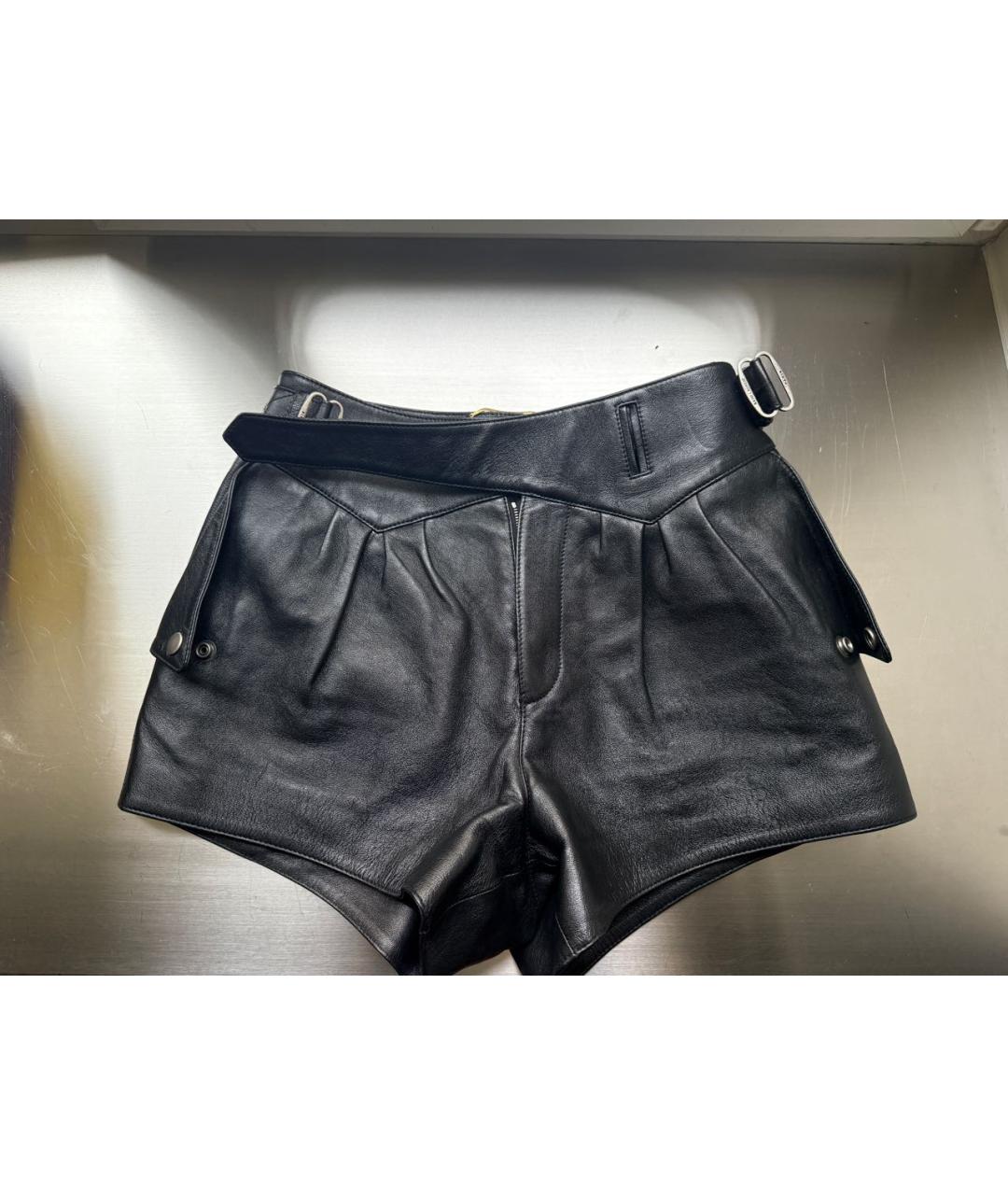 SAINT LAURENT Черные кожаные шорты, фото 8