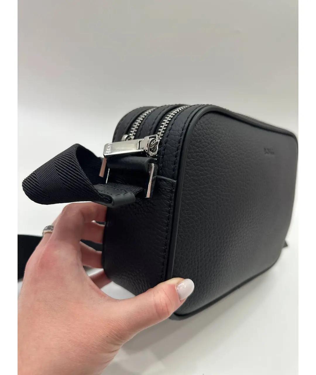 HUGO BOSS Черная кожаная сумка на плечо, фото 8