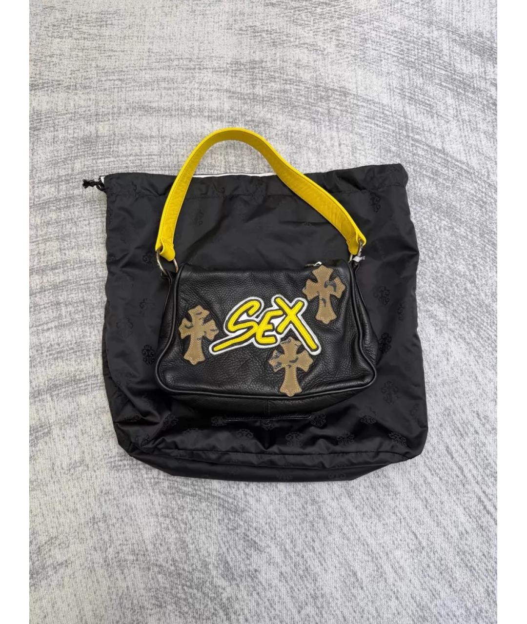 CHROME HEARTS Черная кожаная сумка с короткими ручками, фото 5