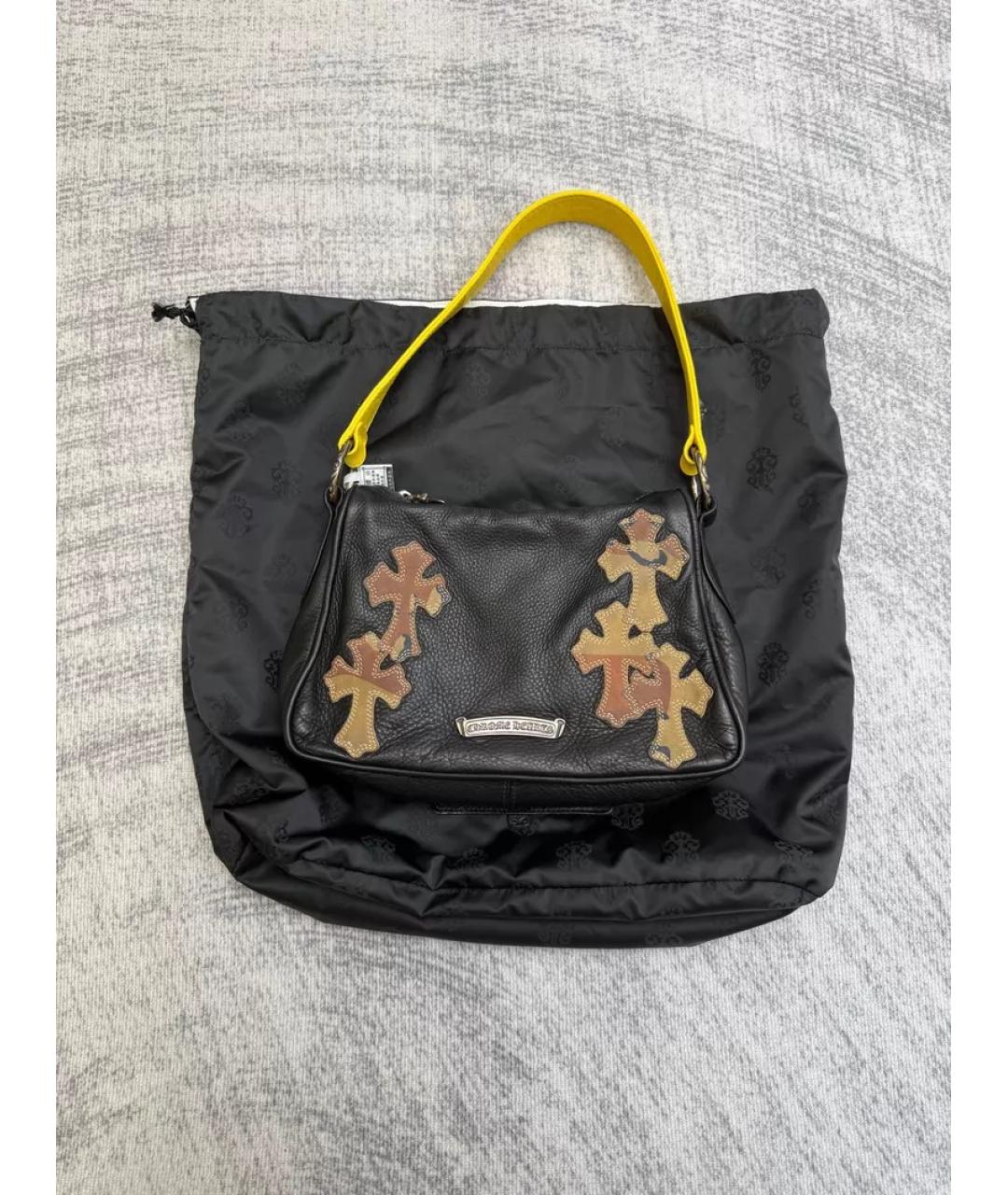 CHROME HEARTS Черная кожаная сумка с короткими ручками, фото 2