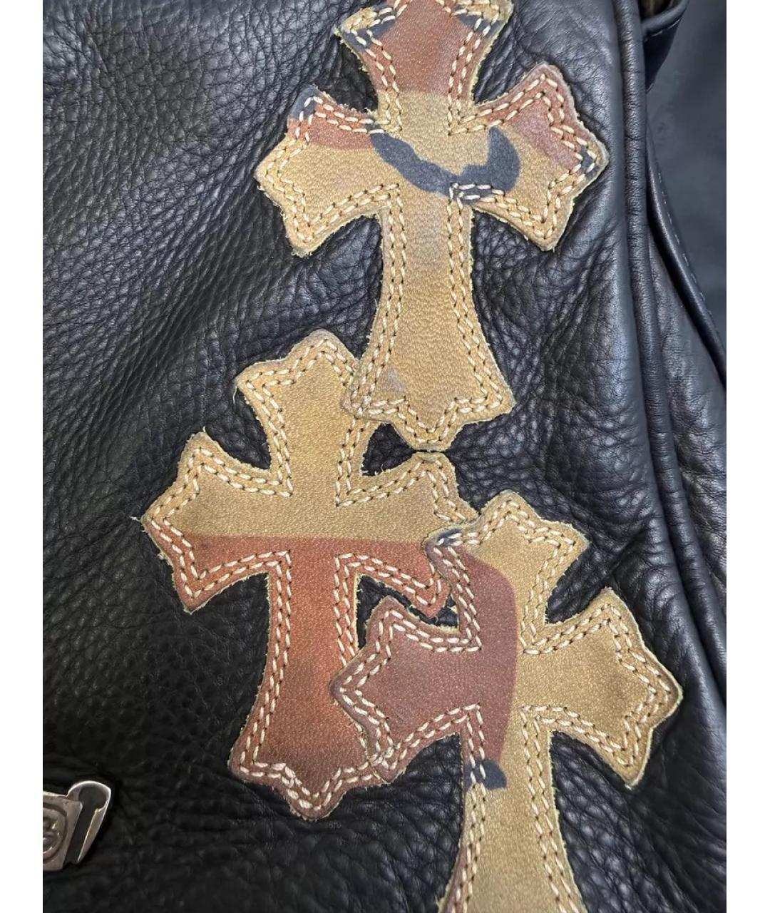 CHROME HEARTS Черная кожаная сумка с короткими ручками, фото 4
