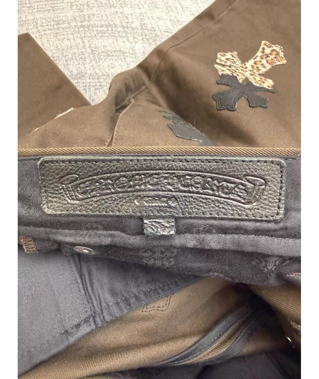 CHROME HEARTS Коричневые хлопковые повседневные брюки, фото 3