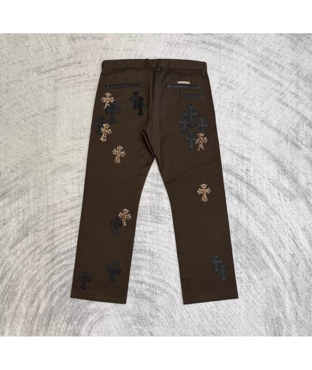CHROME HEARTS Коричневые хлопковые повседневные брюки, фото 5
