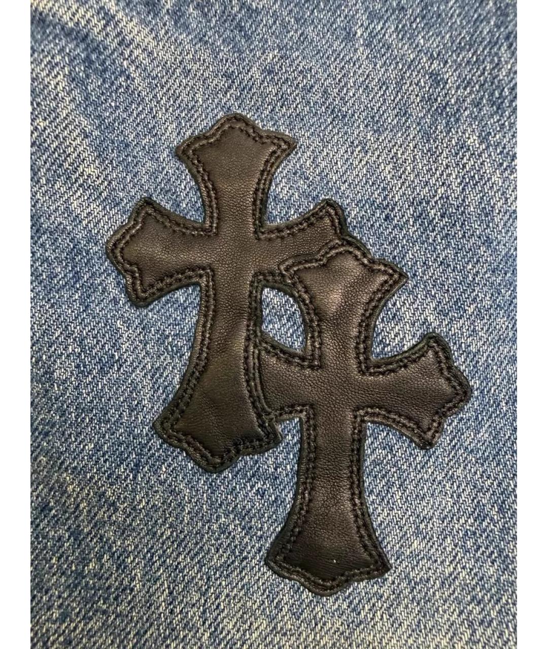 CHROME HEARTS Синие хлопковые прямые джинсы, фото 5