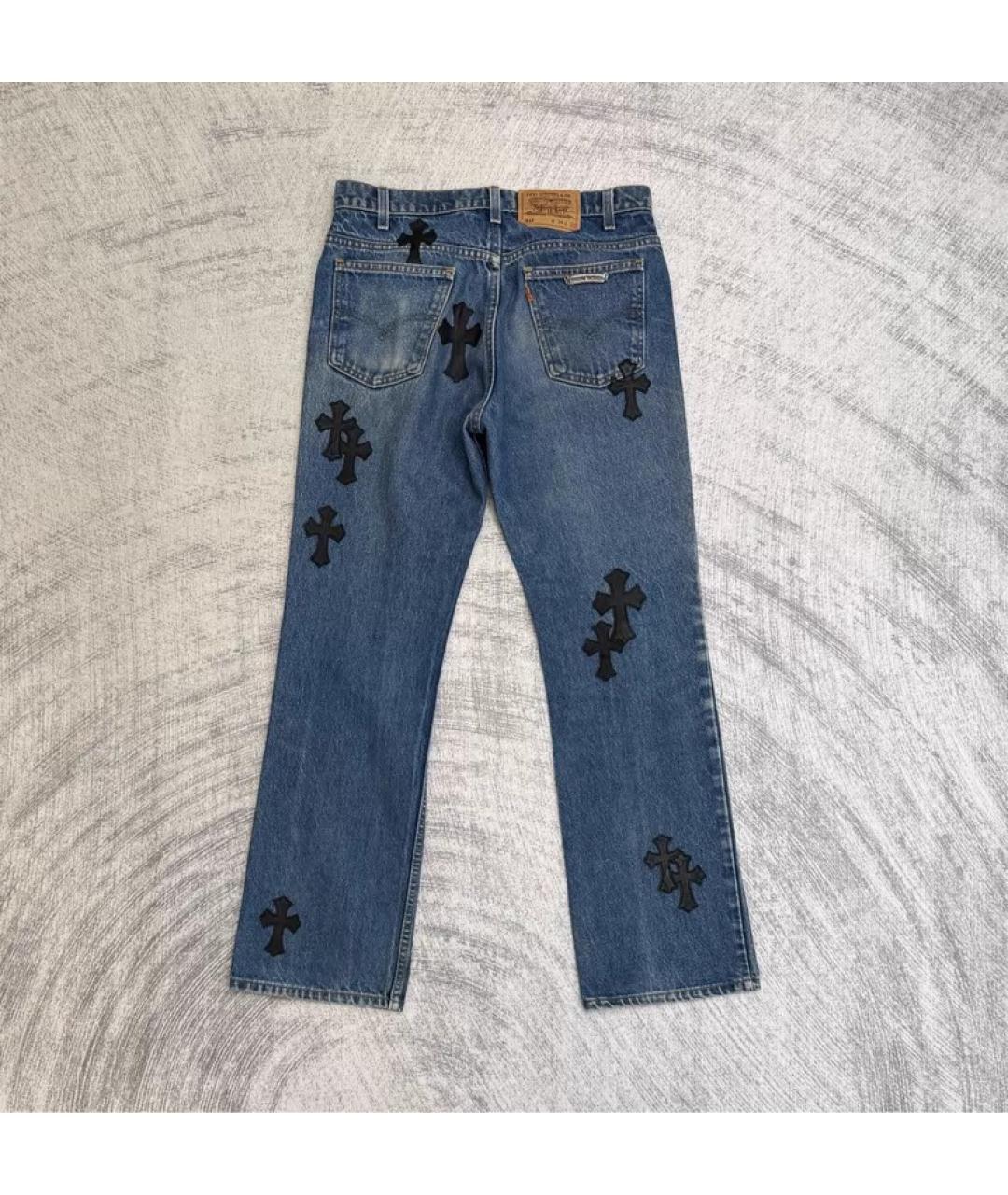 CHROME HEARTS Синие хлопковые прямые джинсы, фото 2